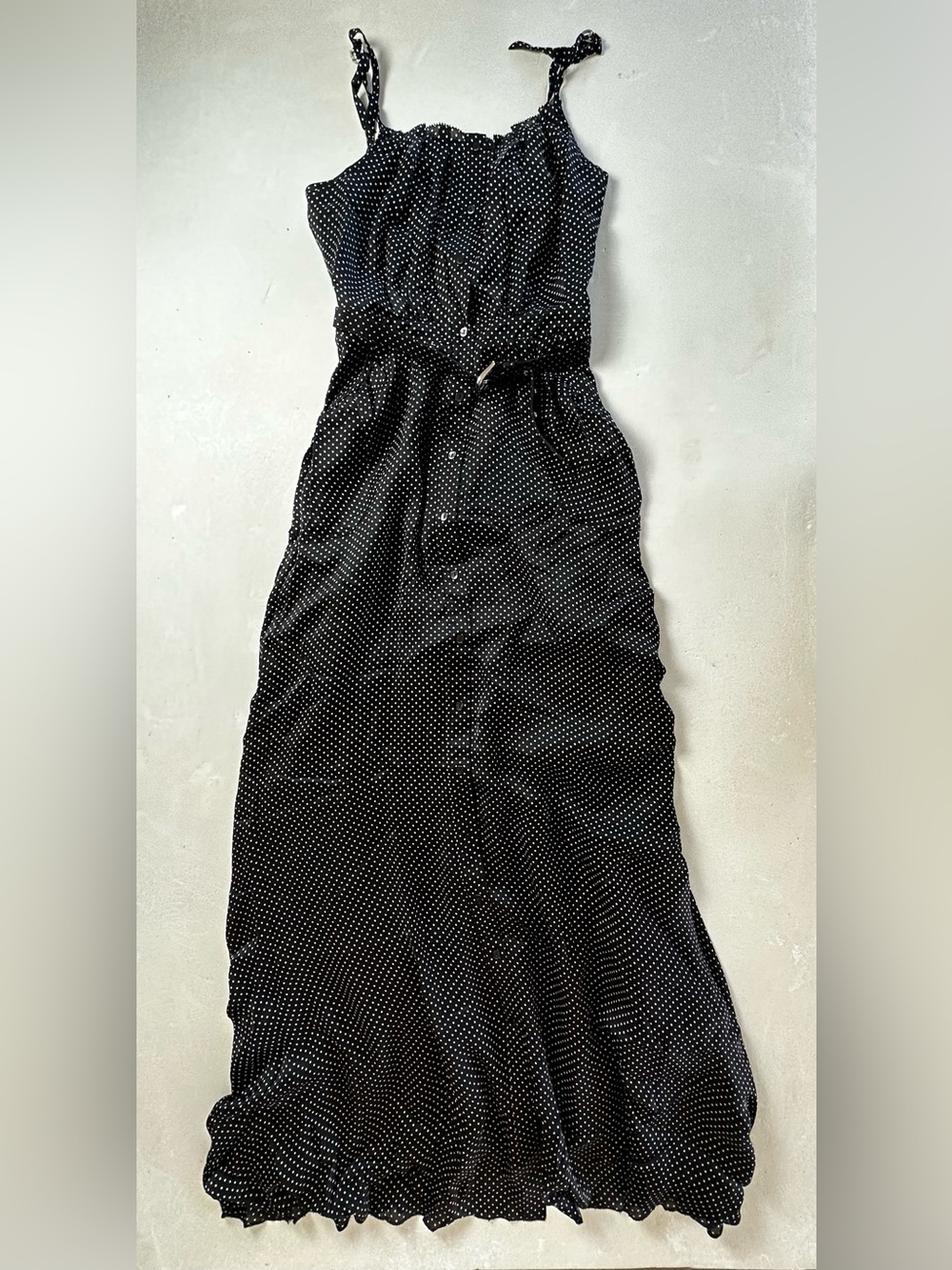 Authentic bebe Black with White Polka Dots Maxi Dress